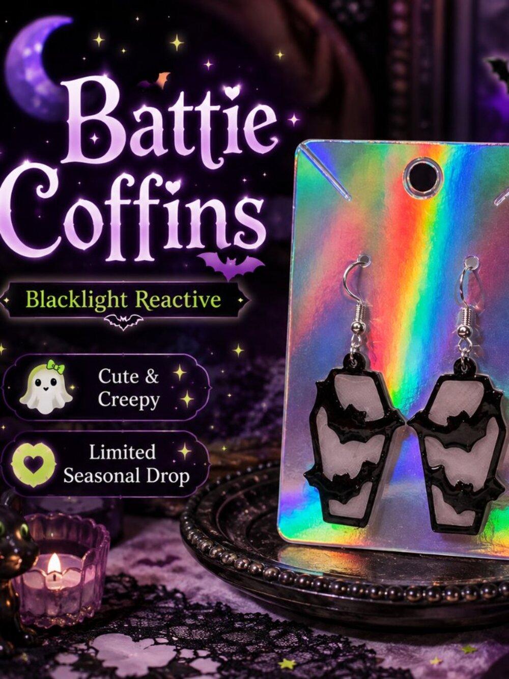 Battie Coffin Earrings | Color Me Lit LLC